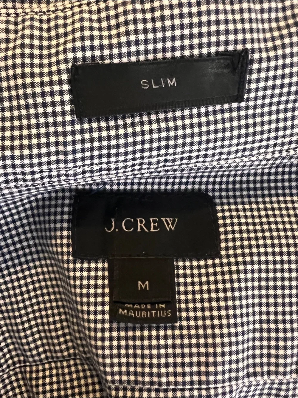J. Crew Slim Mens Medium, Blk & White Checkered Button Down Shirt, EUC
